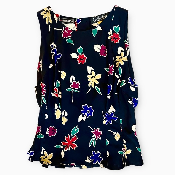 Vintage Fendi 365 Roma by Contir Silk Sleeveless Floral Blouse Sz M - Picture 7 of 7